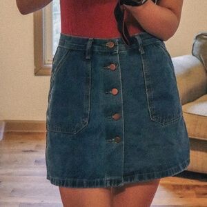 Vintage button up midi jean skirt size medium